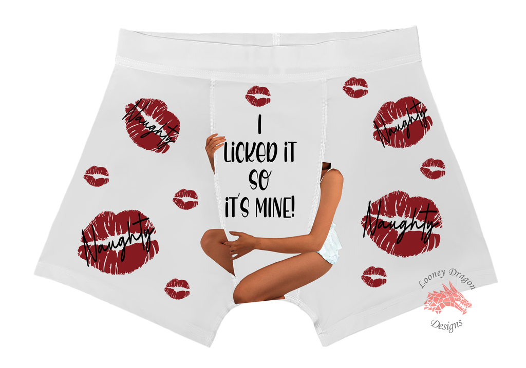 Men's Boxers Brief I Licked it So It's Mine Brown Skin | Looney Dragon